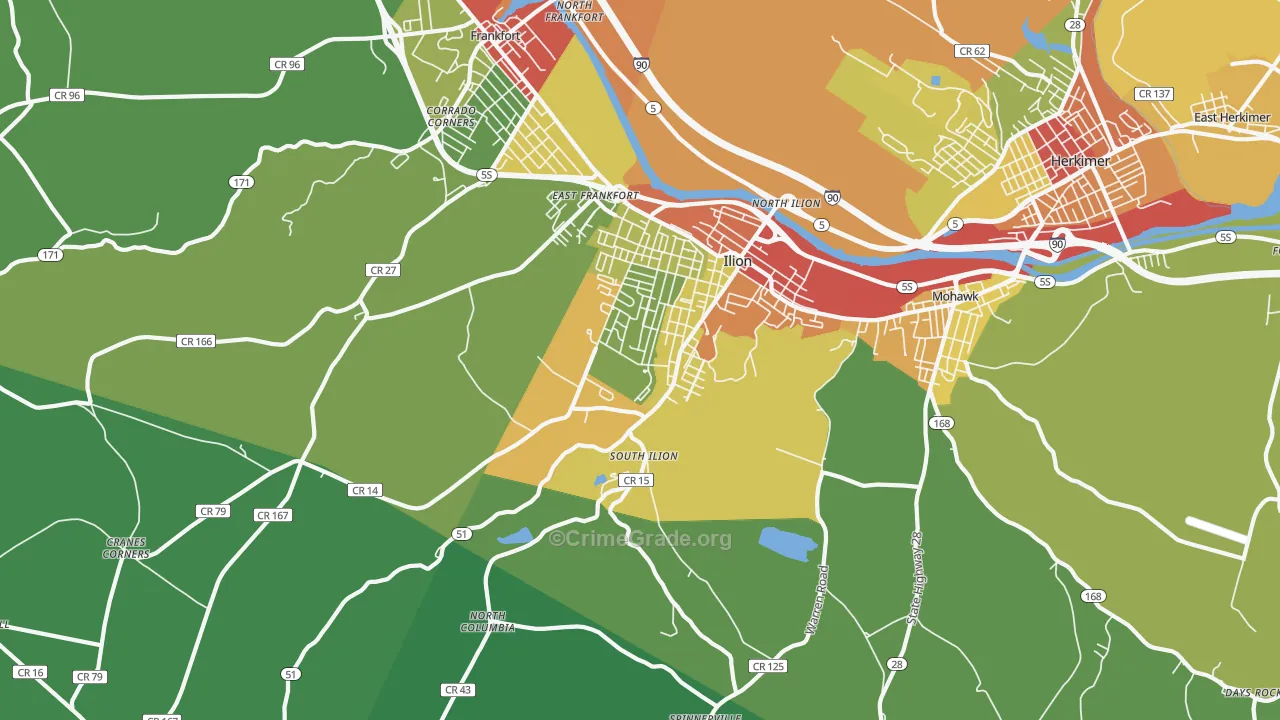 Ilion, NY Map of Drug-Related Crime Rates