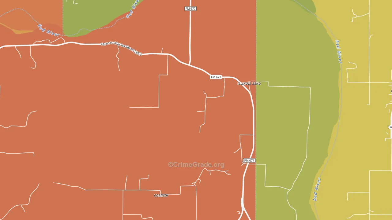 Illinois Bend, TX Map of Drug-Related Crime Rates