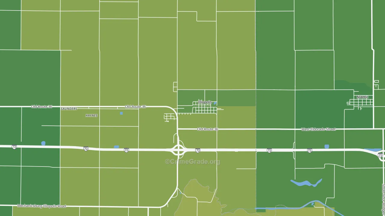 Illiopolis, IL Map of Drug-Related Crime Rates