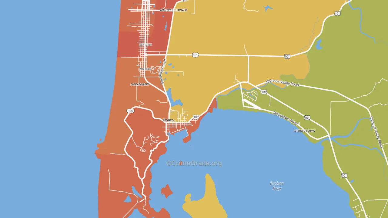 Ilwaco, WA Map of Drug-Related Crime Rates