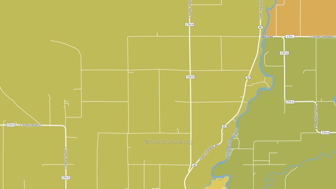 Imalone, WI Map of Drug-Related Crime Rates