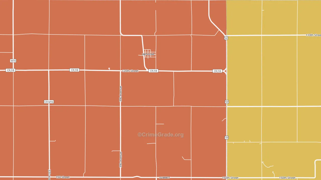 Imogene, IA Map of Drug-Related Crime Rates