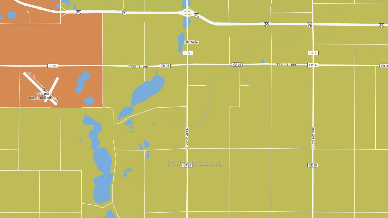 Imogene, MN Map of Drug-Related Crime Rates