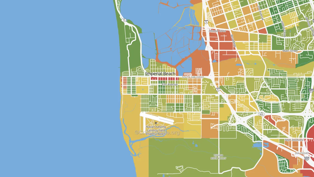 Imperial Beach, CA Map of Drug-Related Crime Rates