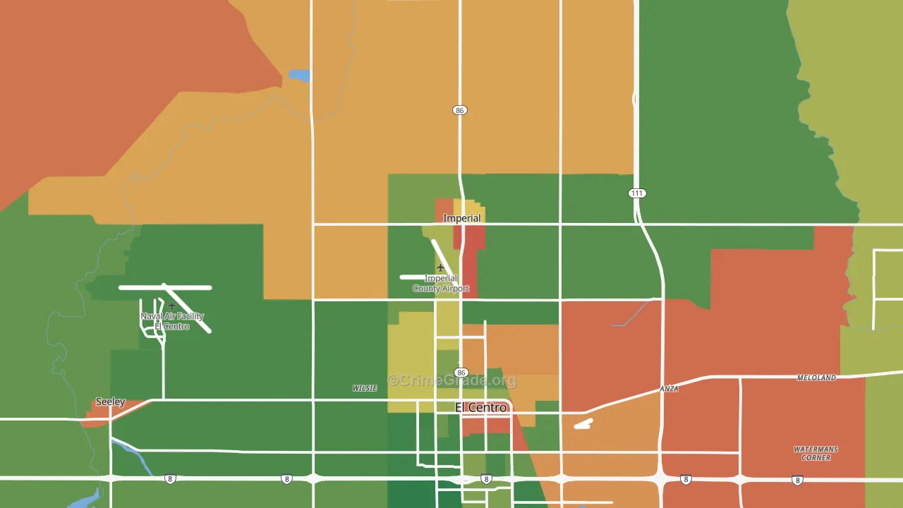 Imperial, CA Map of Drug-Related Crime Rates