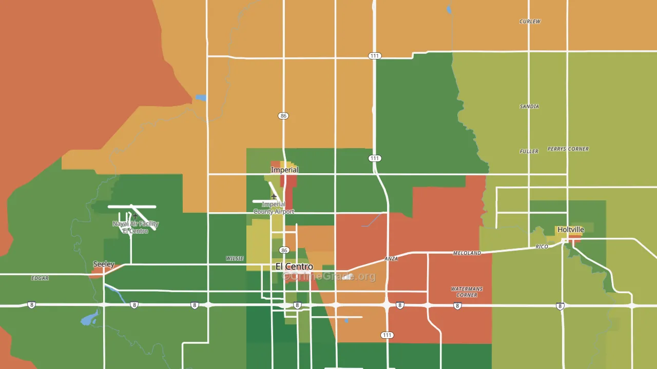 Imperial County, CA Map of Drug-Related Crime Rates