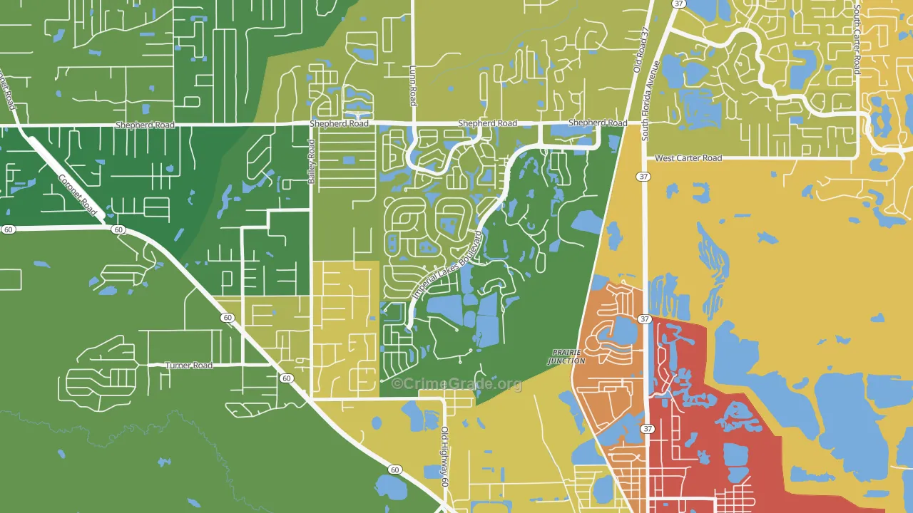 Imperial Lakes, Fuller Heights, FL Map of Drug-Related Crime Rates
