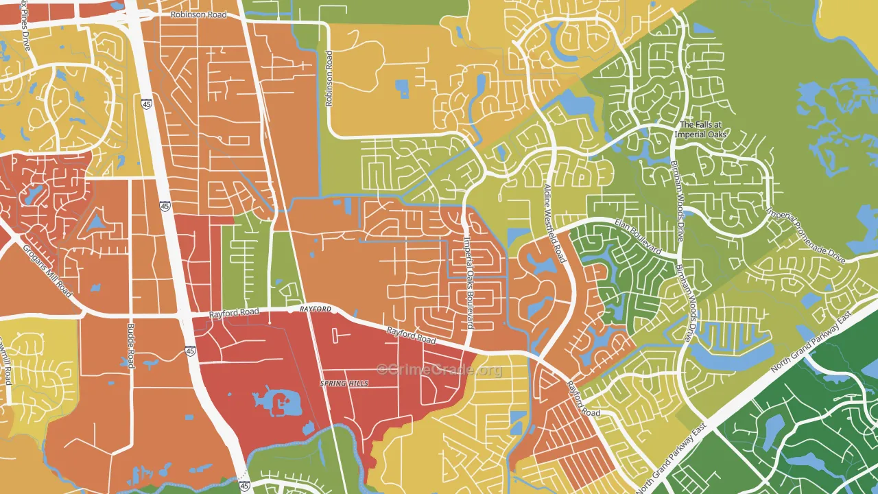 Imperial Oaks, Spring, TX Map of Drug-Related Crime Rates