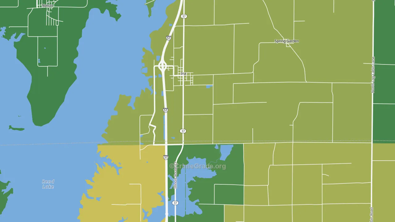 Ina, IL Map of Drug-Related Crime Rates