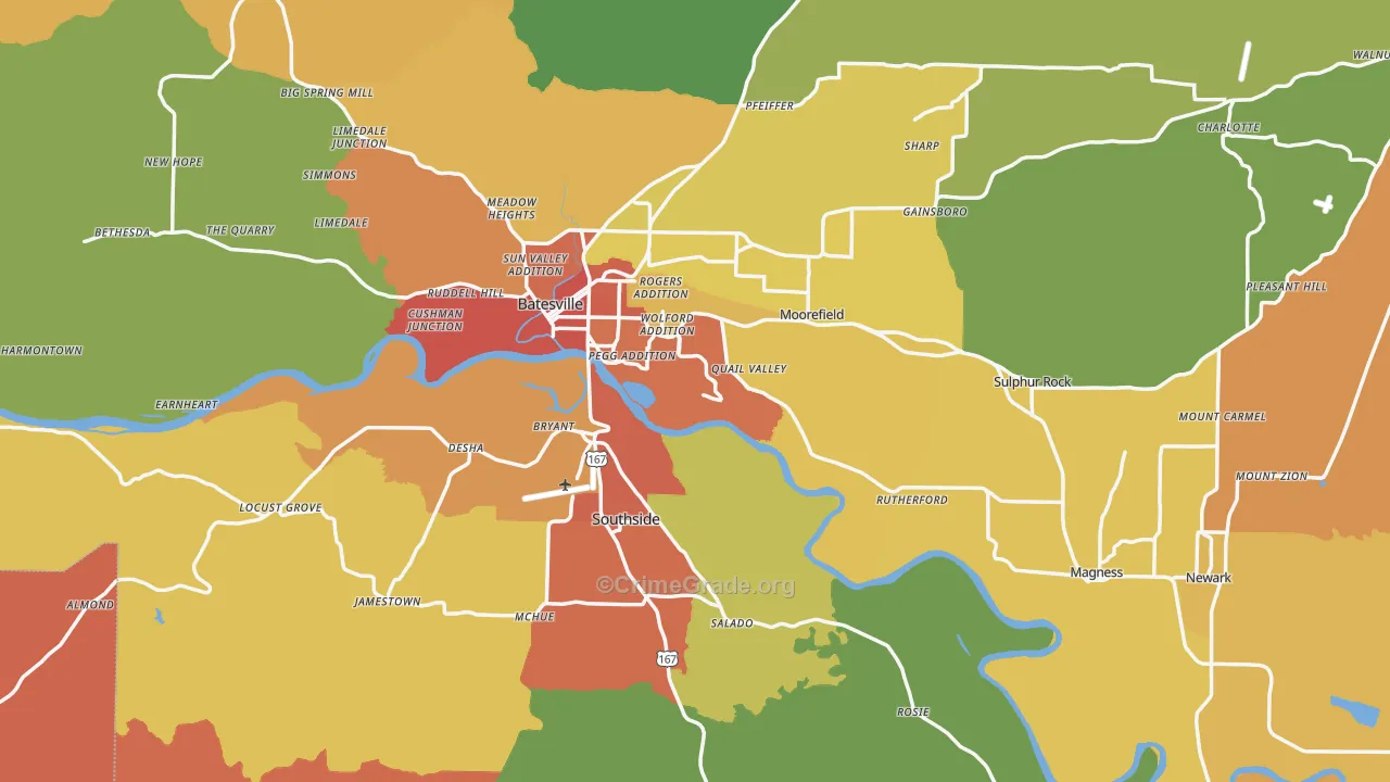 Independence County, AR Map of Drug-Related Crime Rates