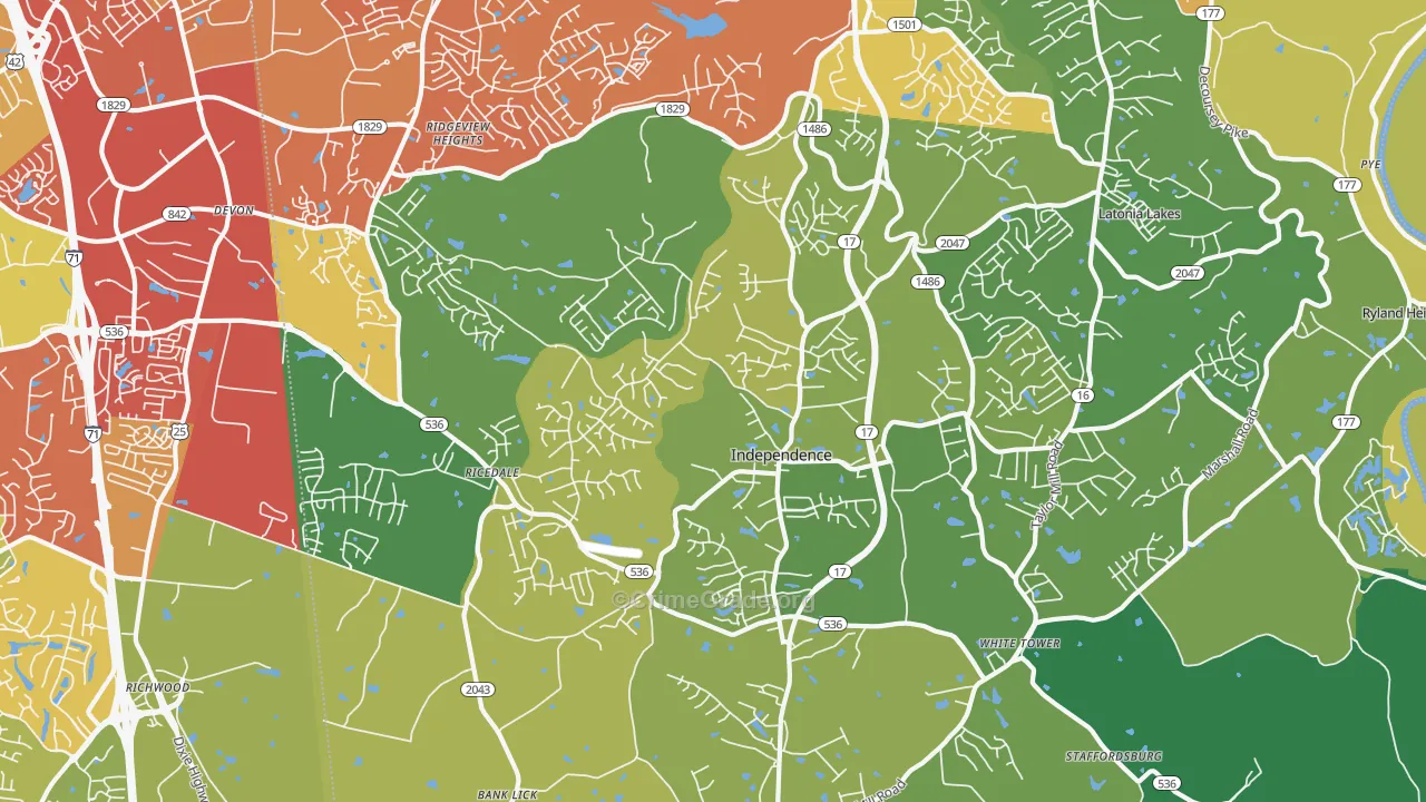 Independence, KY Map of Drug-Related Crime Rates