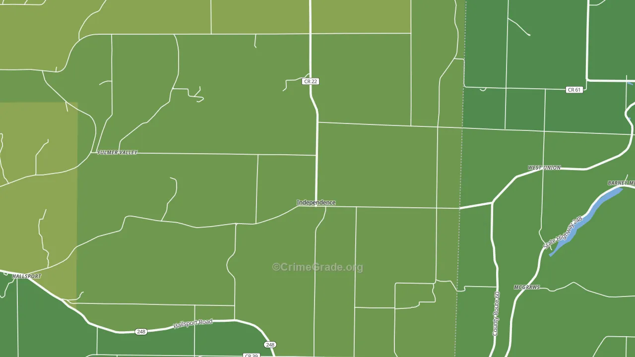 Independence, NY Map of Drug-Related Crime Rates