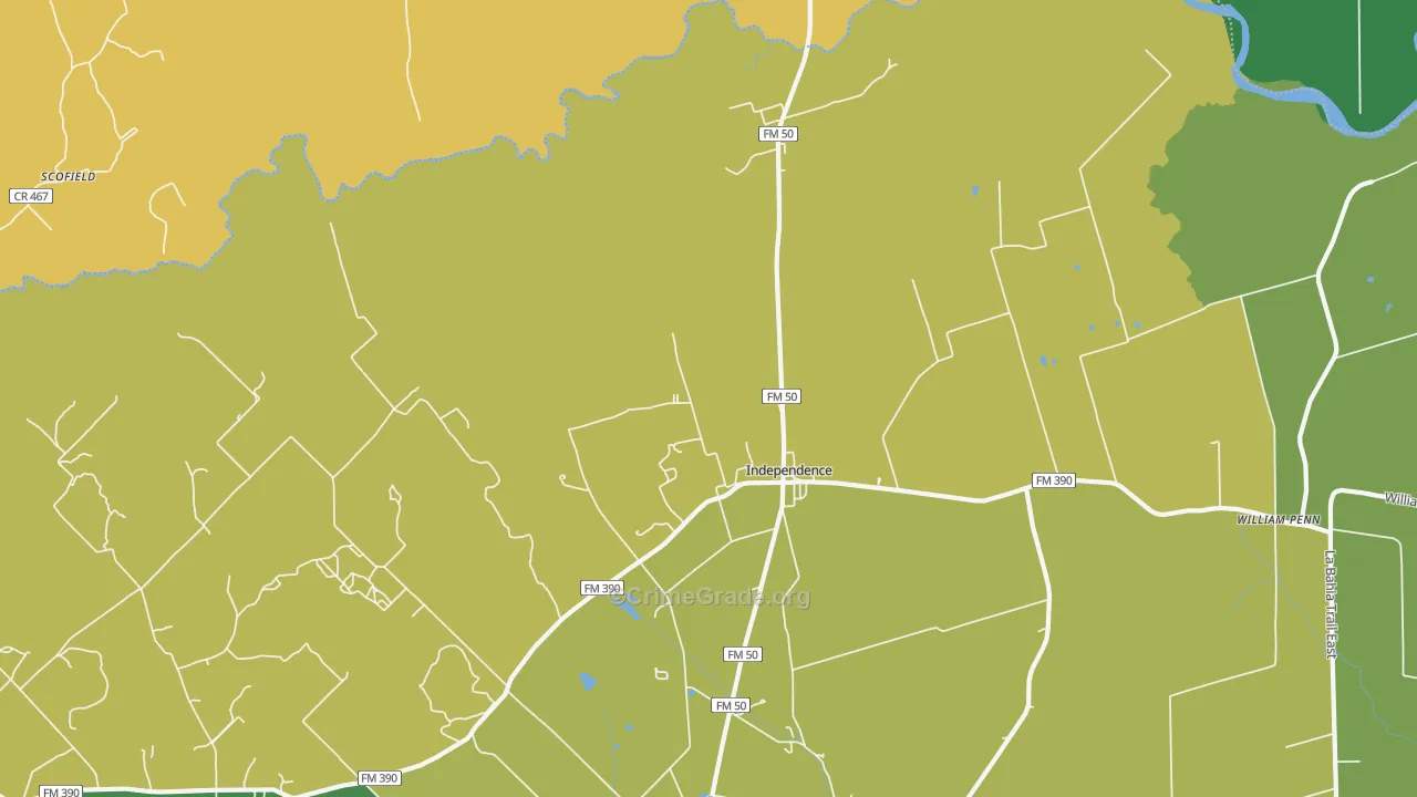 Independence, TX Map of Drug-Related Crime Rates
