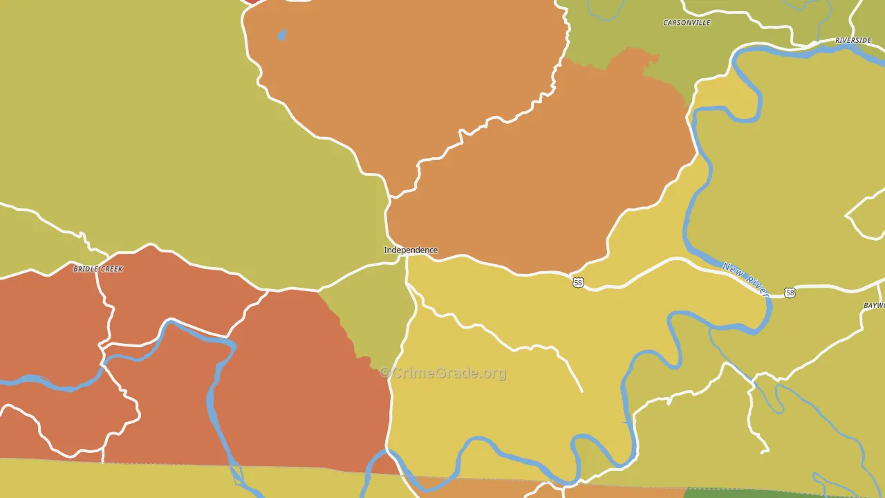 Independence, VA Map of Drug-Related Crime Rates