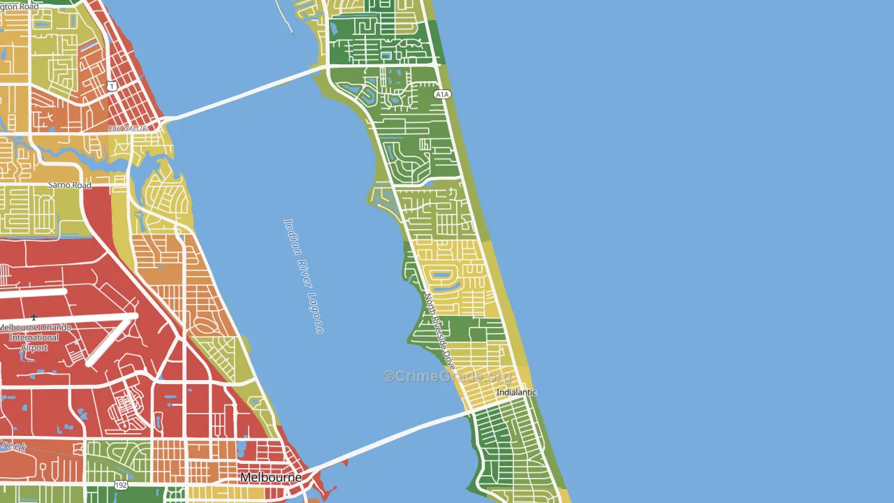 Indialantic, FL Map of Drug-Related Crime Rates