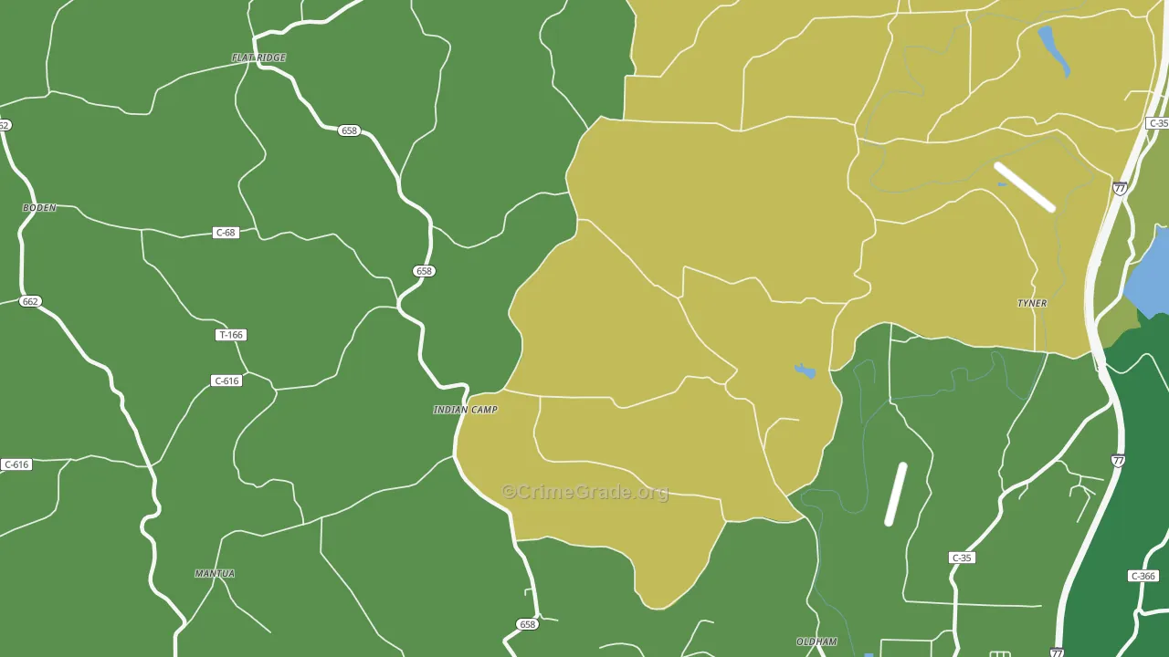 Indian Camp, OH Map of Drug-Related Crime Rates