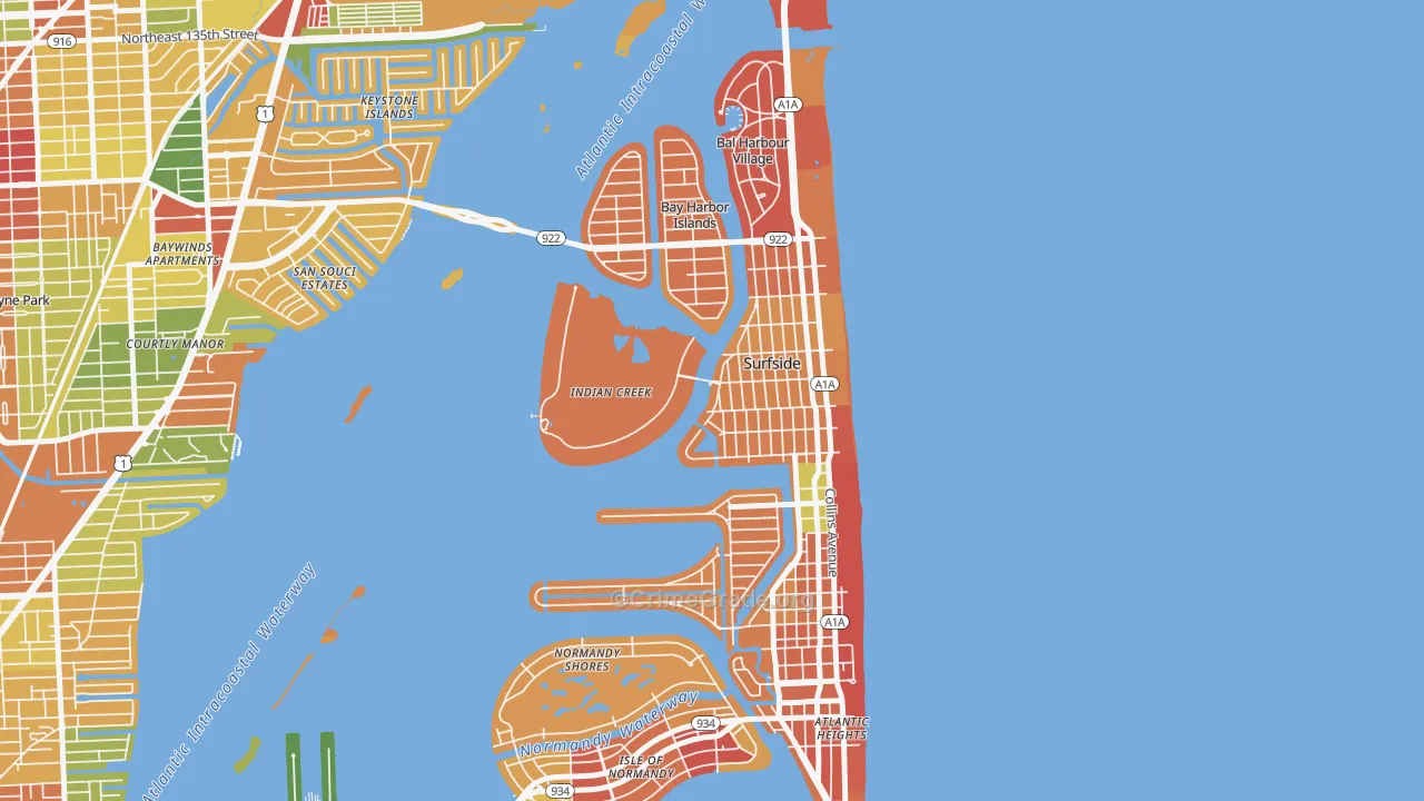 Indian Creek, FL Map of Drug-Related Crime Rates