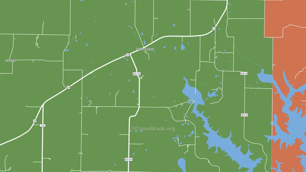 Indian Creek, MO Map of Drug-Related Crime Rates