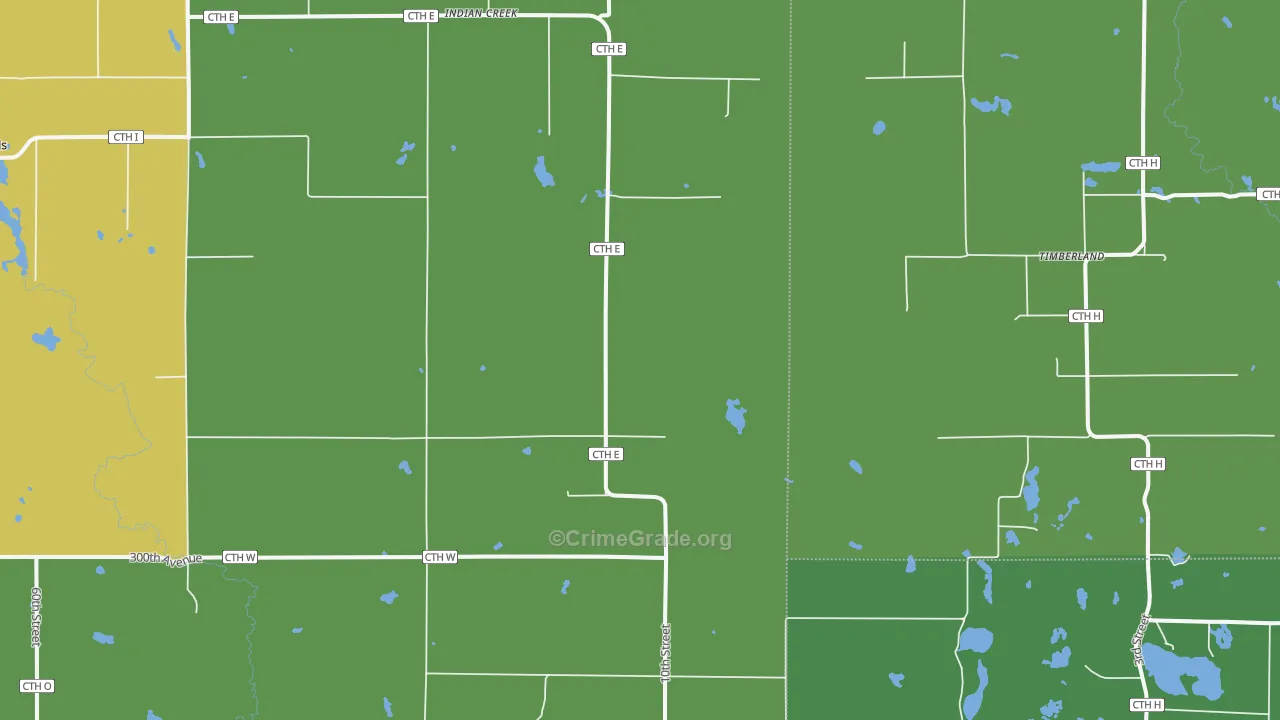 Indian Creek, WI Map of Drug-Related Crime Rates