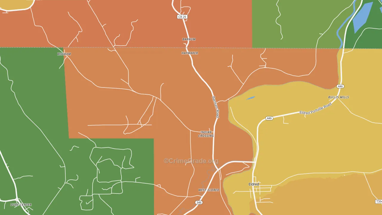 Indian Crossing, PA Map of Drug-Related Crime Rates