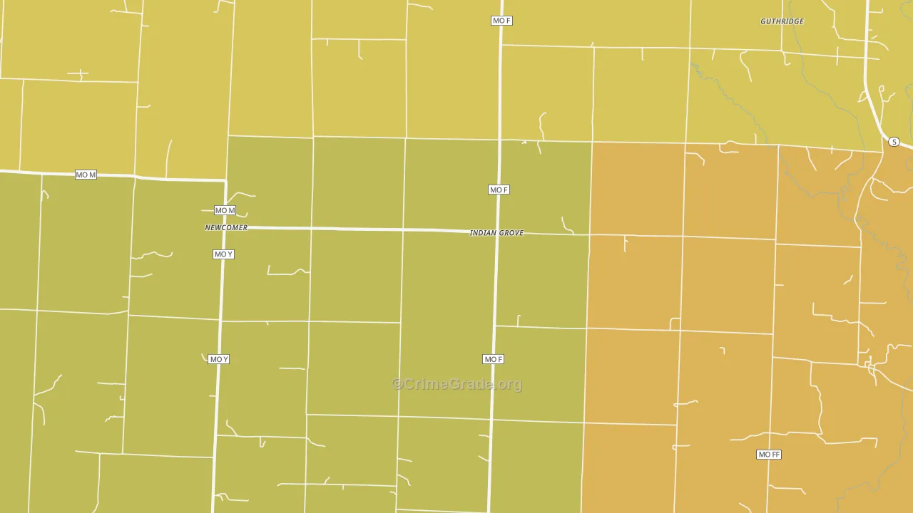 Indian Grove, MO Map of Drug-Related Crime Rates