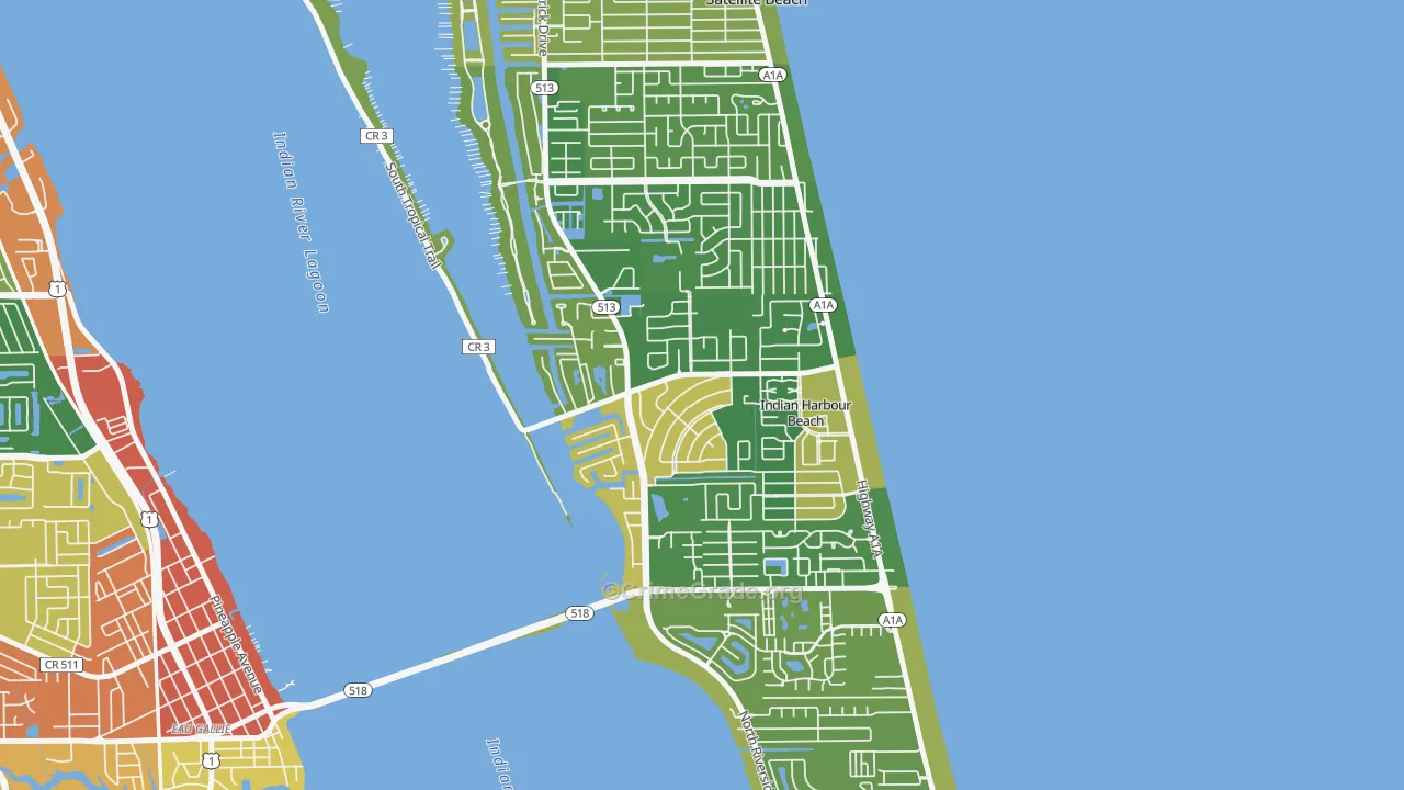 Indian Harbour Beach, FL Map of Drug-Related Crime Rates