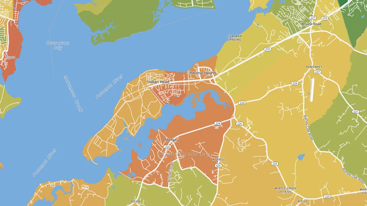 Indian Head, MD Map of Drug-Related Crime Rates