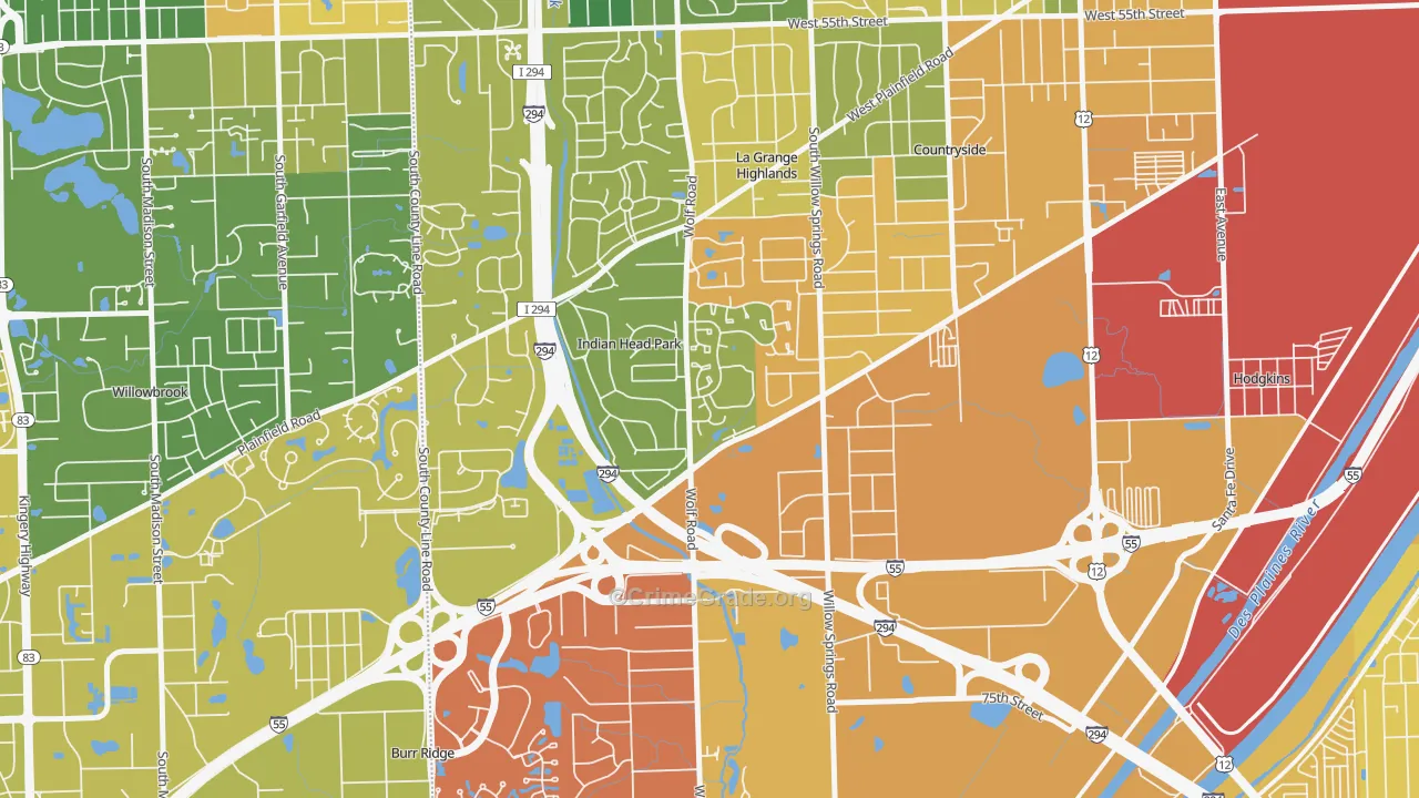 Indian Head Park, IL Map of Drug-Related Crime Rates