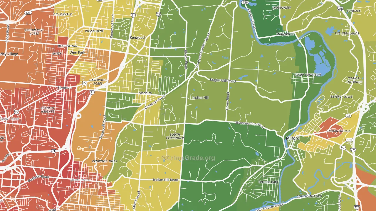 Indian Hill, OH Map of Drug-Related Crime Rates