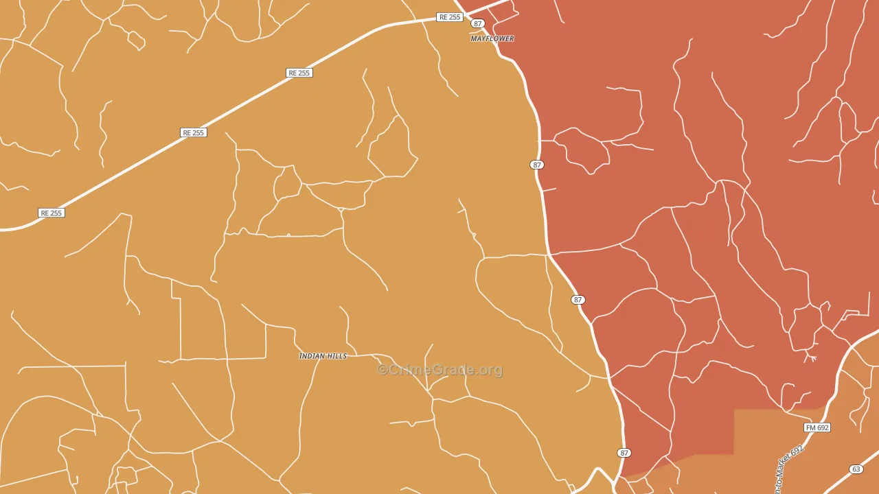 Indian Hill, TX Map of Drug-Related Crime Rates