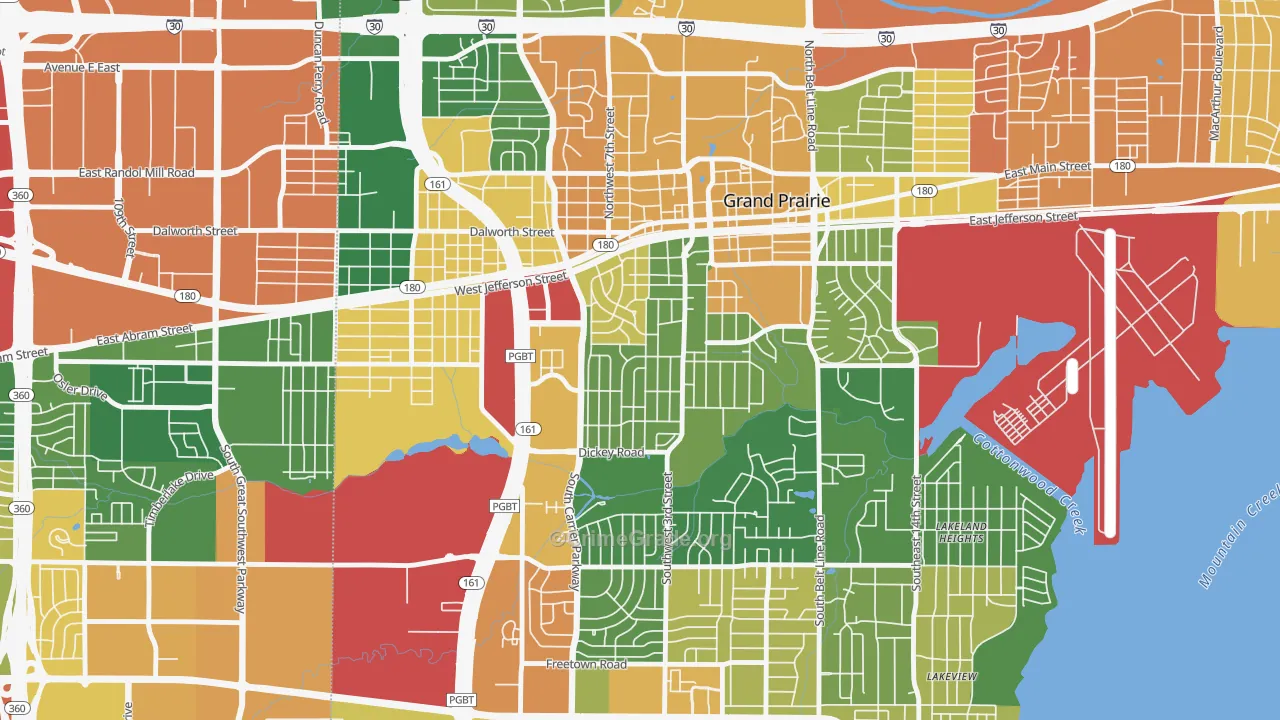 Indian Hills, Grand Prairie, TX Map of Drug-Related Crime Rates
