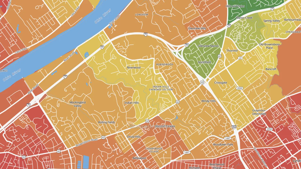 Indian Hills, KY Map of Drug-Related Crime Rates