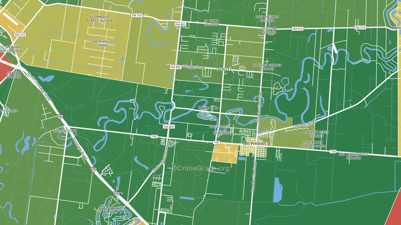 Indian Lake, TX Map of Drug-Related Crime Rates