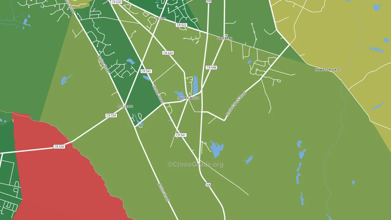 Indian Mills, NJ Map of Drug-Related Crime Rates