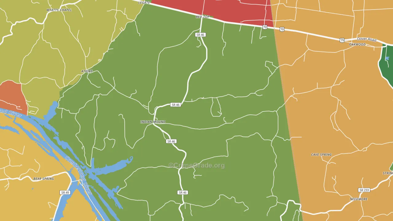 Indian Mound, TN Map of Drug-Related Crime Rates