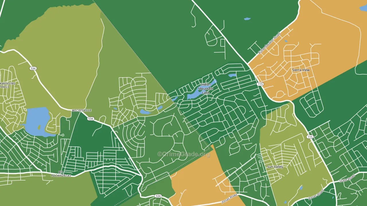 Indian Mountain Lake, PA Map of Drug-Related Crime Rates