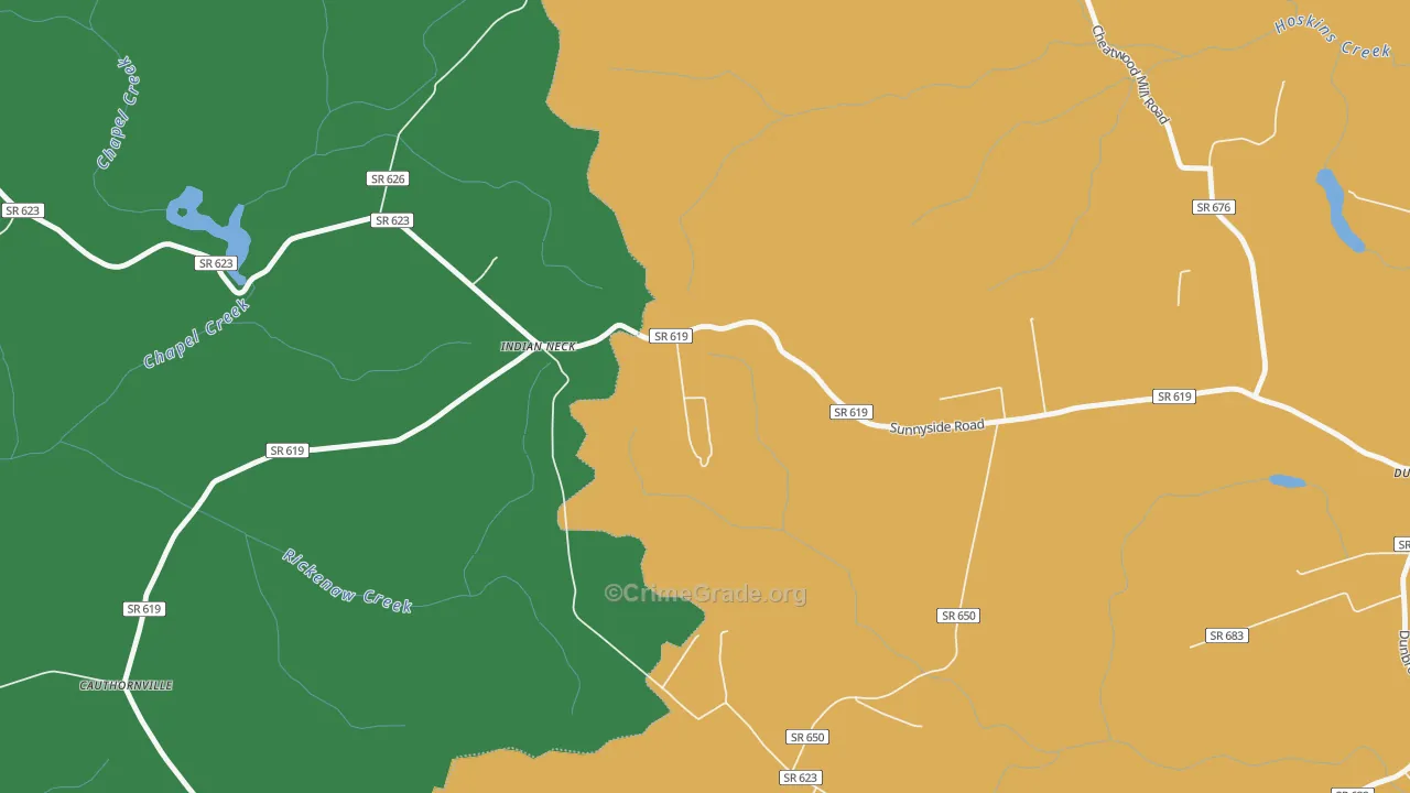 Indian Neck, VA Map of Drug-Related Crime Rates
