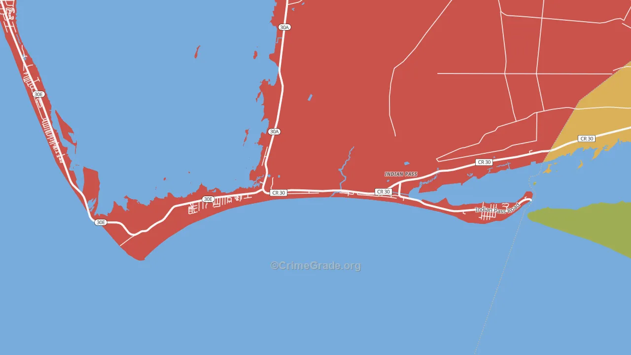 Indian Pass, FL Map of Drug-Related Crime Rates