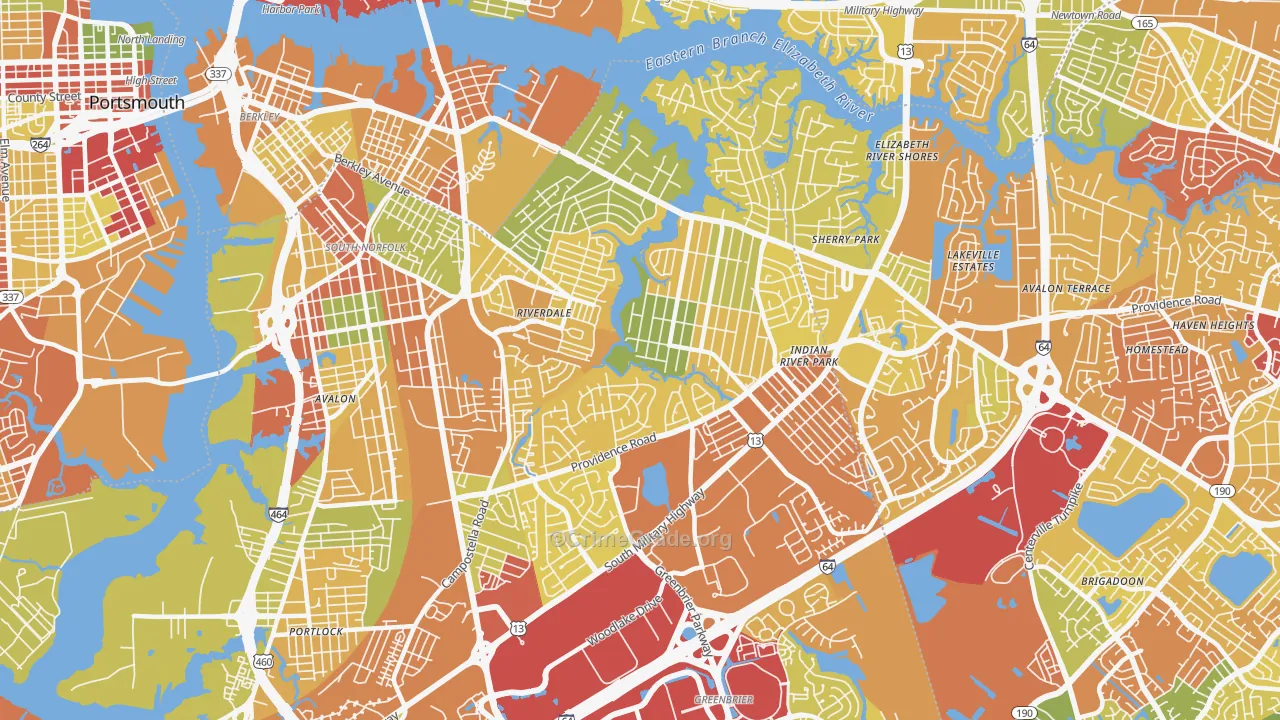 Indian River, Chesapeake, VA Map of Drug-Related Crime Rates