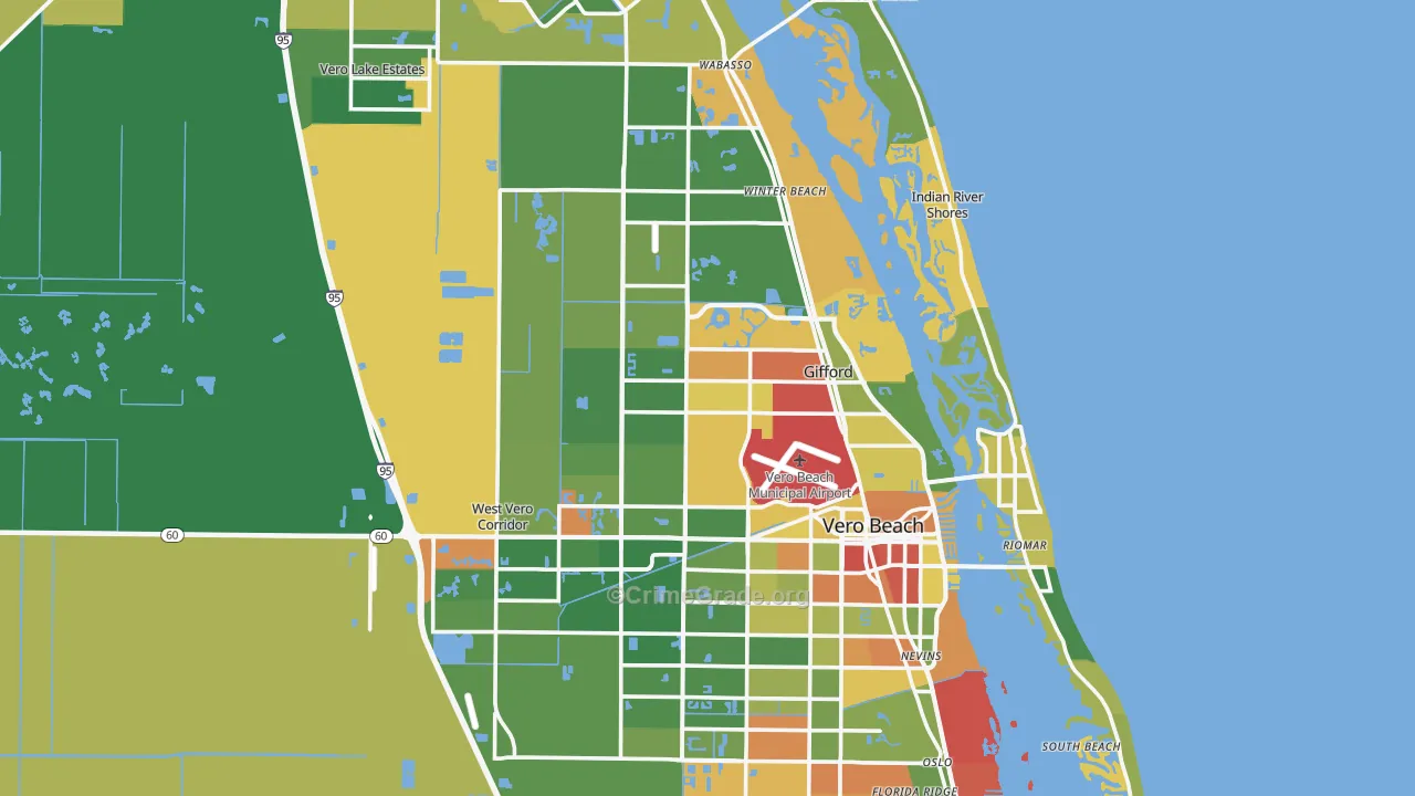Indian River County, FL Map of Drug-Related Crime Rates