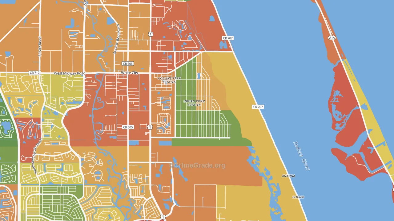 Indian River Estates, FL Map of Drug-Related Crime Rates