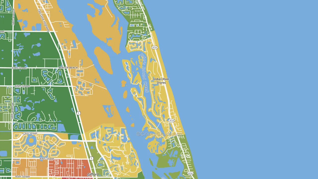 Indian River Shores, FL Map of Drug-Related Crime Rates