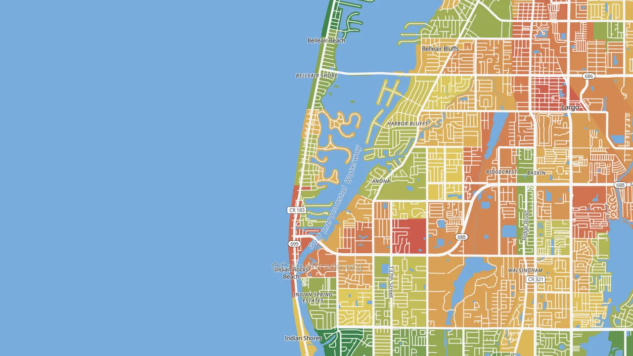 Indian Rocks Beach, FL Map of Drug-Related Crime Rates