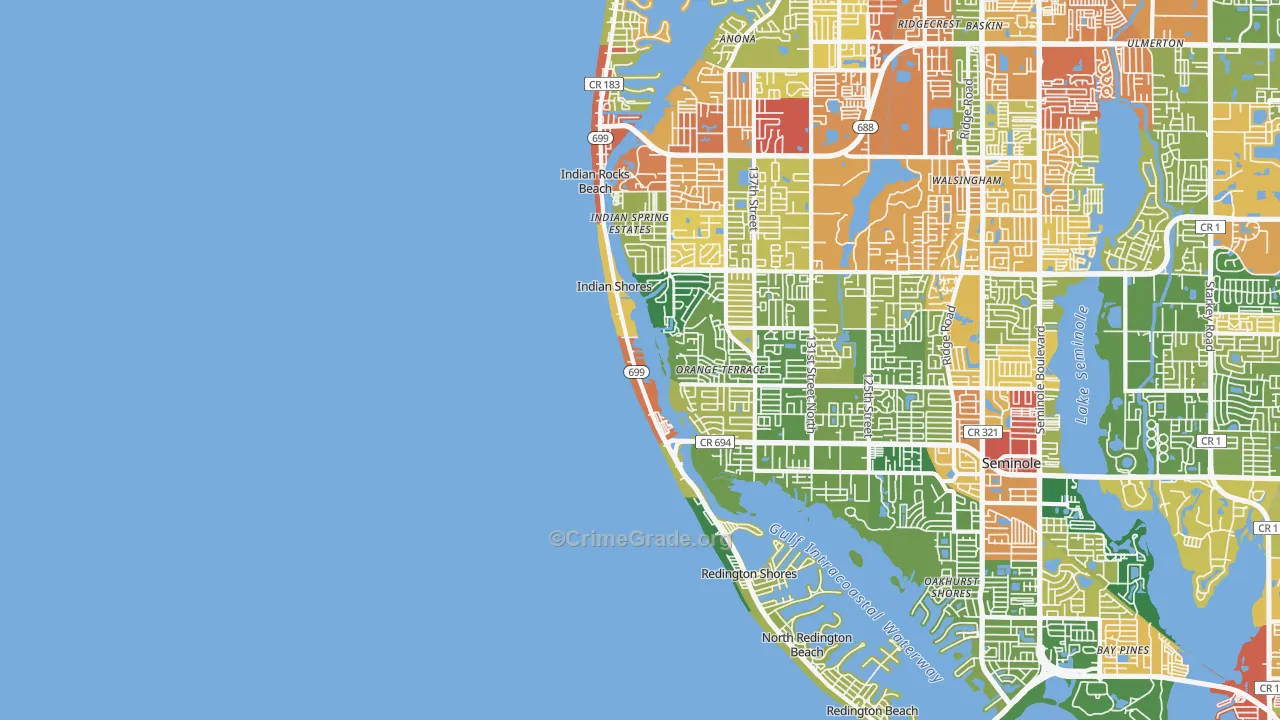 Indian Shores, FL Map of Drug-Related Crime Rates