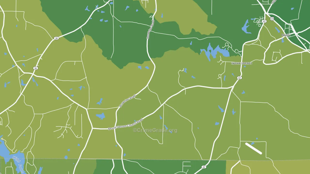 Indian Springs, GA Map of Drug-Related Crime Rates