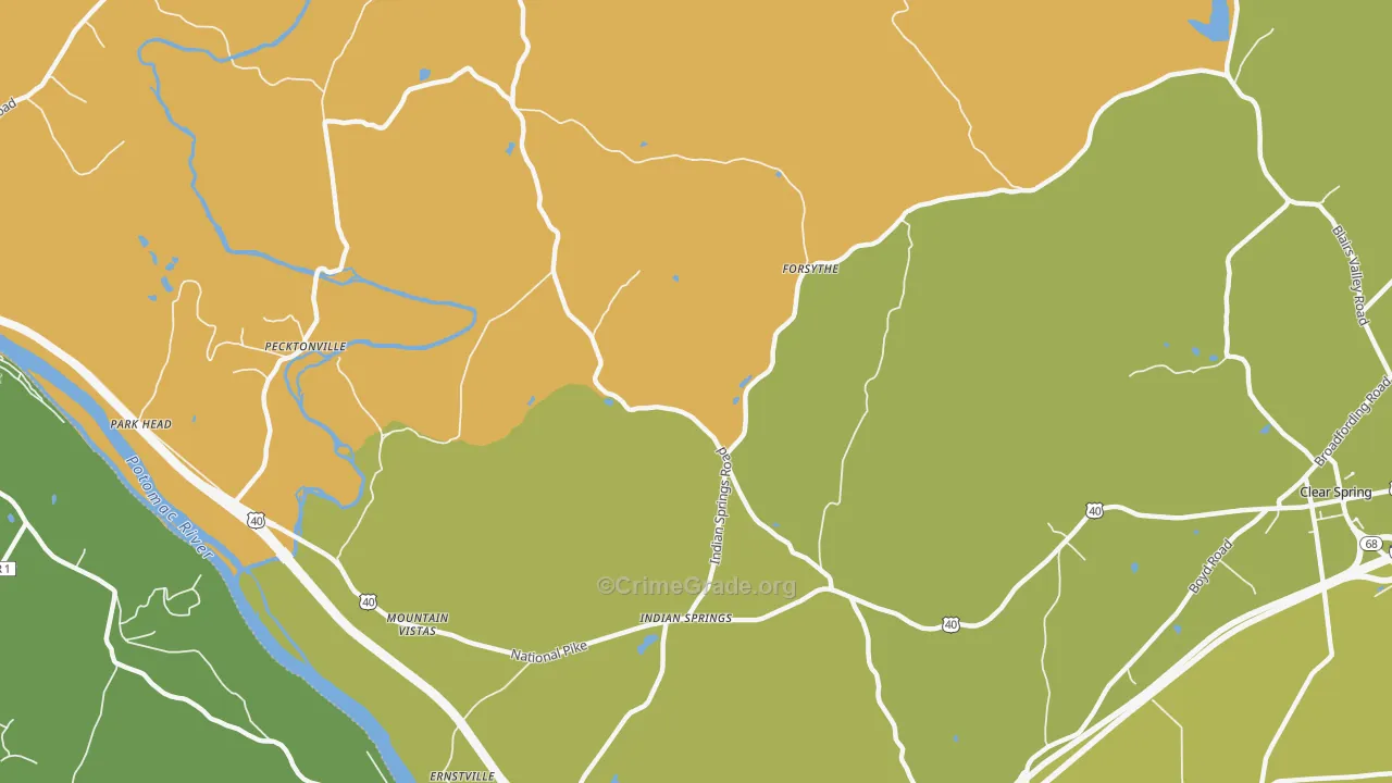 Indian Springs, MD Map of Drug-Related Crime Rates