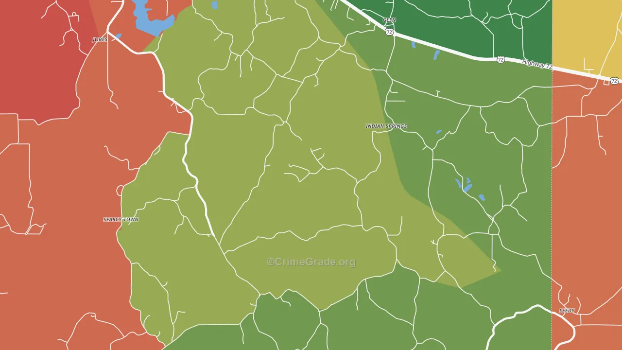 Indian Springs, MS Map of Drug-Related Crime Rates