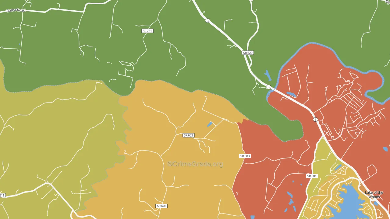 Indian Town, VA Map of Drug-Related Crime Rates