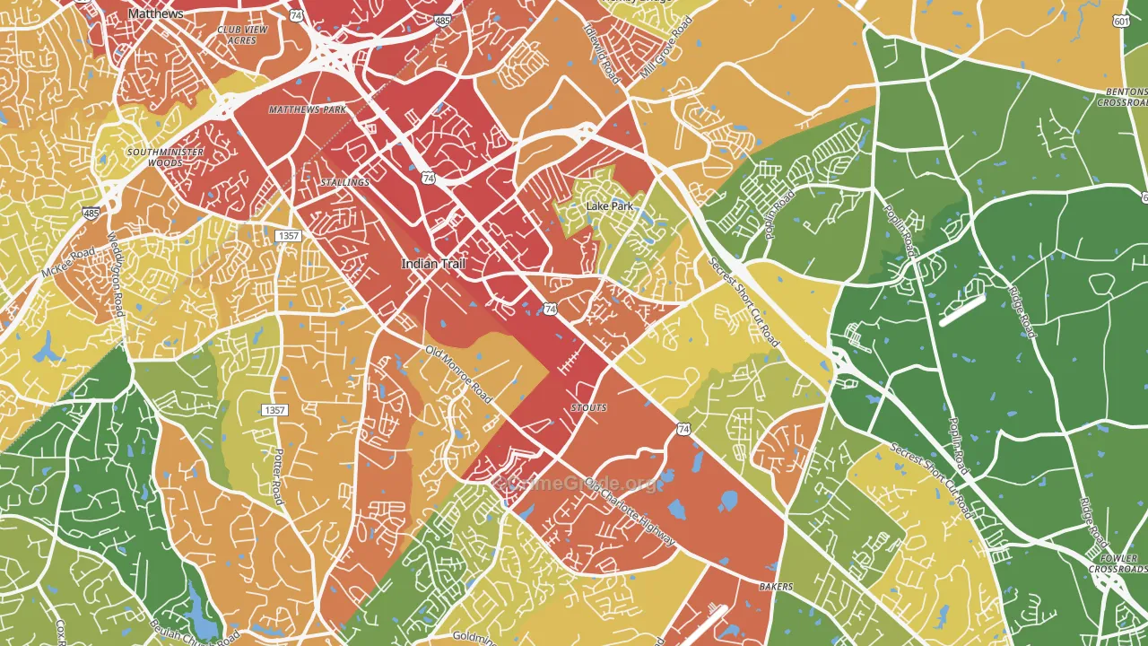 Indian Trail, NC Map of Drug-Related Crime Rates
