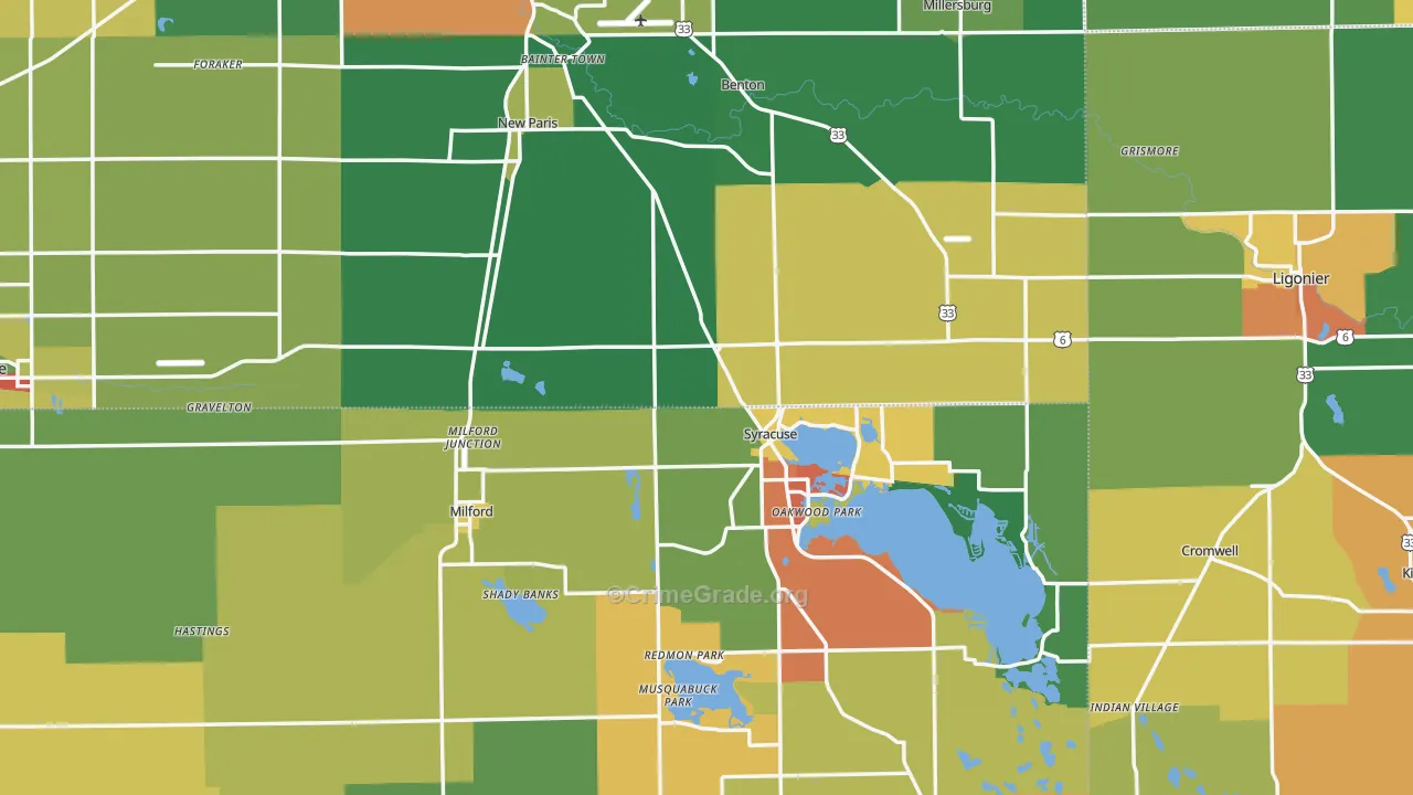 Indian Village, IN Map of Drug-Related Crime Rates